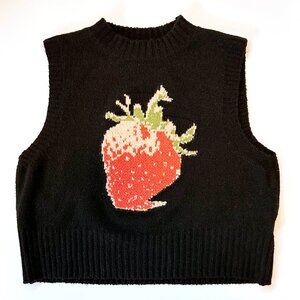 Crew Neck Strawberry Sweater Vest